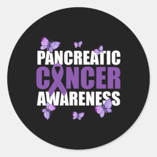 Warrior Butterfly Lila Ribbon Pancreatic Cancer Runt Klistermärke