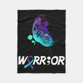 Warrior Butterfly Semicolon Suicide Prevention Awa Fleecefilt