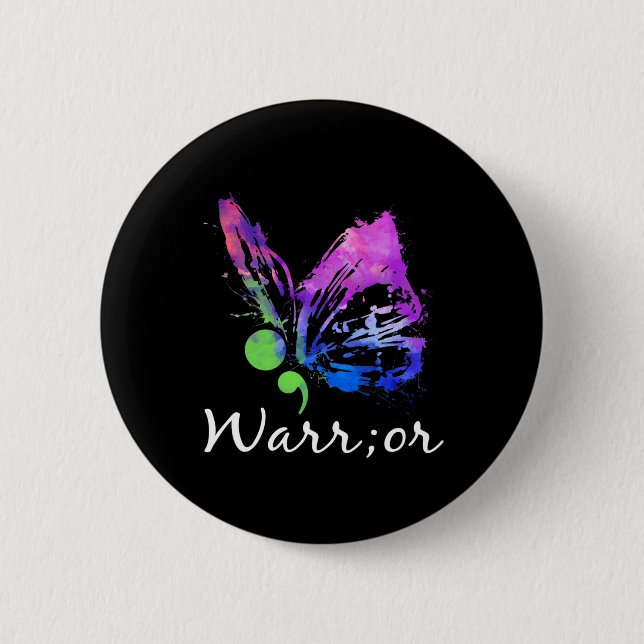 Warrior Butterfly Semicolon Suicide Prevention Awa Knapp (Framsida)