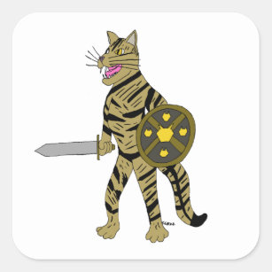Warrior Cat Fyrkantigt Klistermärke