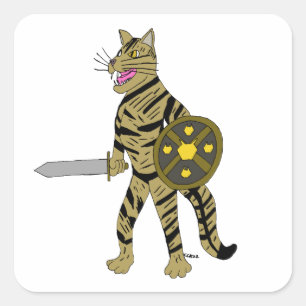 Warrior Cat Fyrkantigt Klistermärke