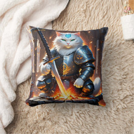 Warrior Cat in Armor Forging a Sword at Dawn Kudde