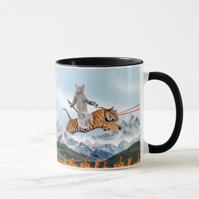 Warrior cat Riding A Tiger Mugg (Höger)