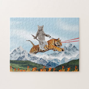 Warrior cat Riding A Tiger Pussel
