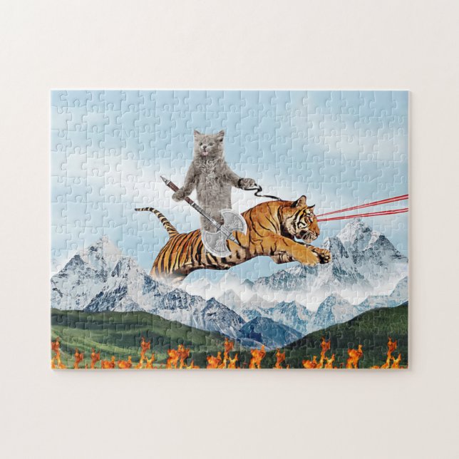 Warrior cat Riding A Tiger Pussel (Horisontell)