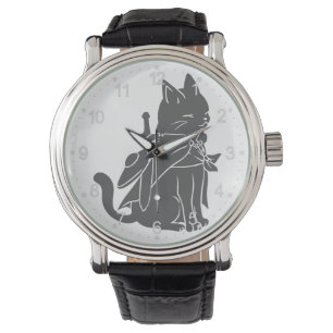 Warrior cat silhouette - Välj bakgrund färg Armbandsur