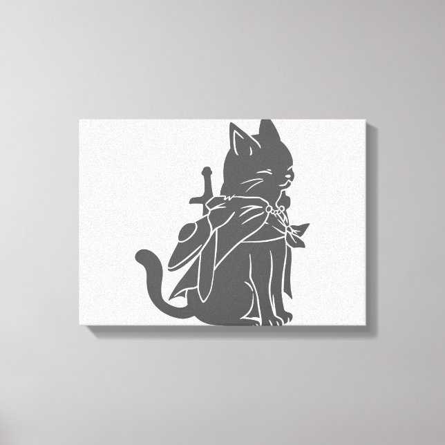 Warrior cat silhouette - Välj bakgrund färg Canvastryck (Framsida)