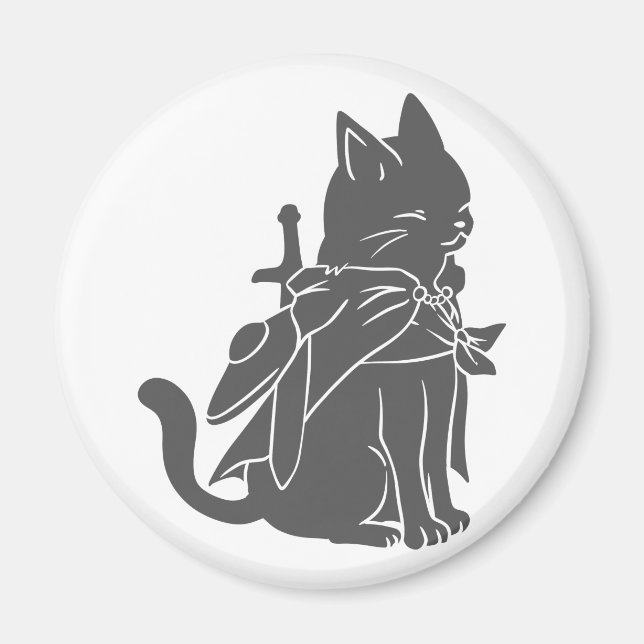Warrior cat silhouette - Välj bakgrund färg Magnet (Framsidan)