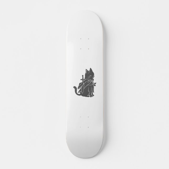 Warrior cat silhouette - Välj bakgrund färg Mini Skateboard Bräda 18,5 Cm (Framsida)