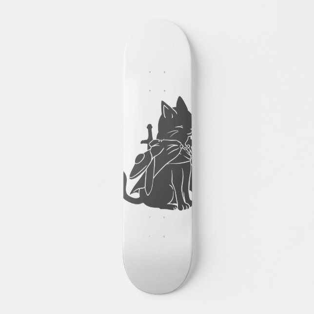 Warrior cat silhouette - Välj bakgrund färg Mini Skateboard Bräda 18,5 Cm (Framsida)