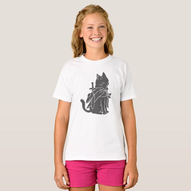 Warrior cat silhouette - Välj bakgrund färg T Shirt (Hel framsida)
