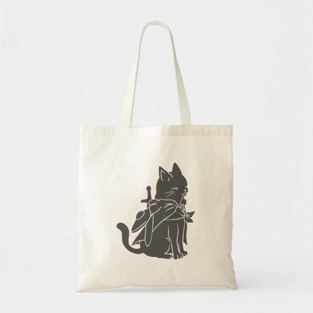 Warrior cat silhouette - Välj bakgrund färg Tygkasse (Framsidan)