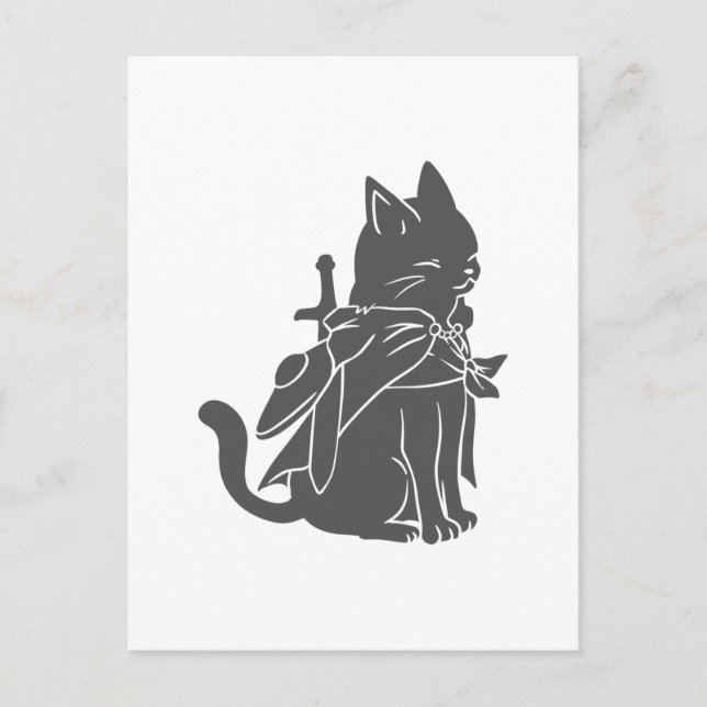 Warrior cat silhouette - Välj bakgrund färg Vykort (Framsida)