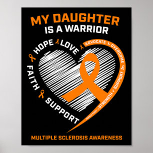 Warrior Daughn Bära Orange Många Sclerosis Aw Poster