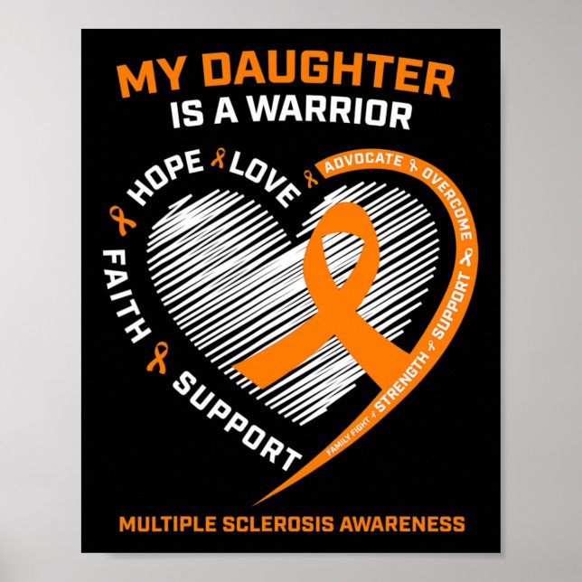 Warrior Daughn Bära Orange Många Sclerosis Aw Poster (Framsidan)