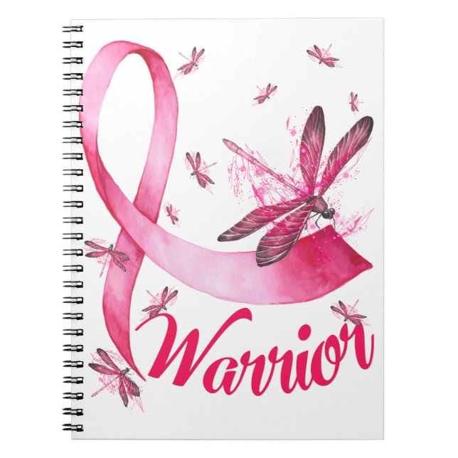 Warrior Dragonfly Breast Cancer Awareness T-Shirt. Anteckningsbok (Framsidan)