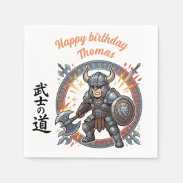 Warrior Fighter RPG Knight Anime Chibi Birthday Pappersservett