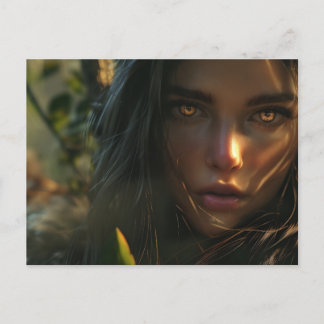 Warrior Girl in Jungle 1 Vykort