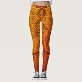 Warrior Guld & Red Ombre Mönster Leggings
