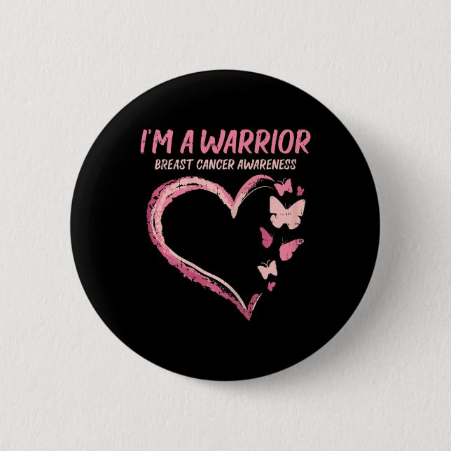 Warrior Heart Butterfly Breast Cancer Awareness Wo Knapp (Framsida)