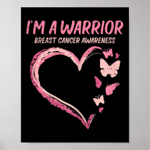 Warrior Heart Butterfly Breast Cancer Awareness Wo Poster