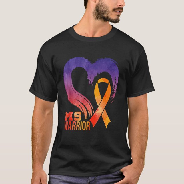 Warrior Heart Många Sclerosis Awareness Mont T Shirt (Framsida)