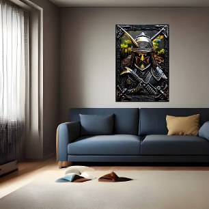 Warrior in black armor AI Art Poster