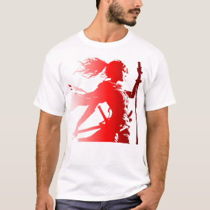 Warrior in Red - Female Silhouette Power T-Shirt