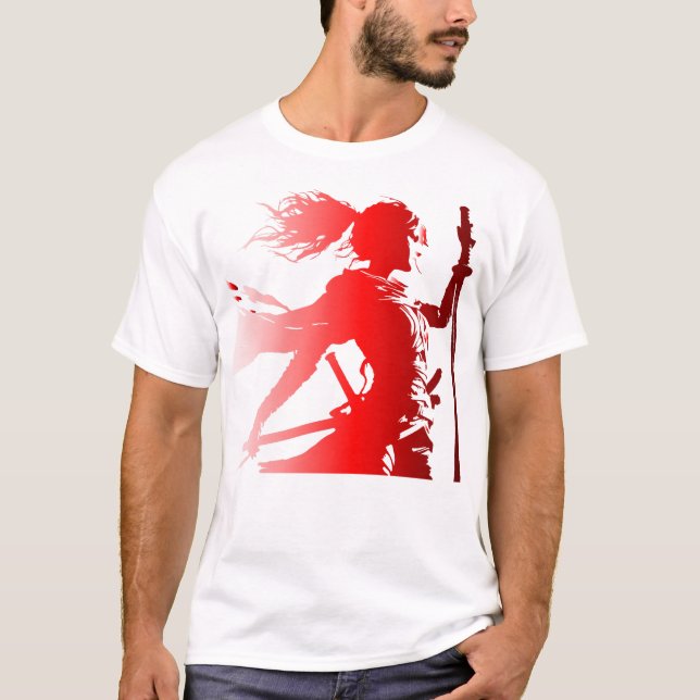 Warrior in Red - Female Silhouette Power T-Shirt (Framsida)