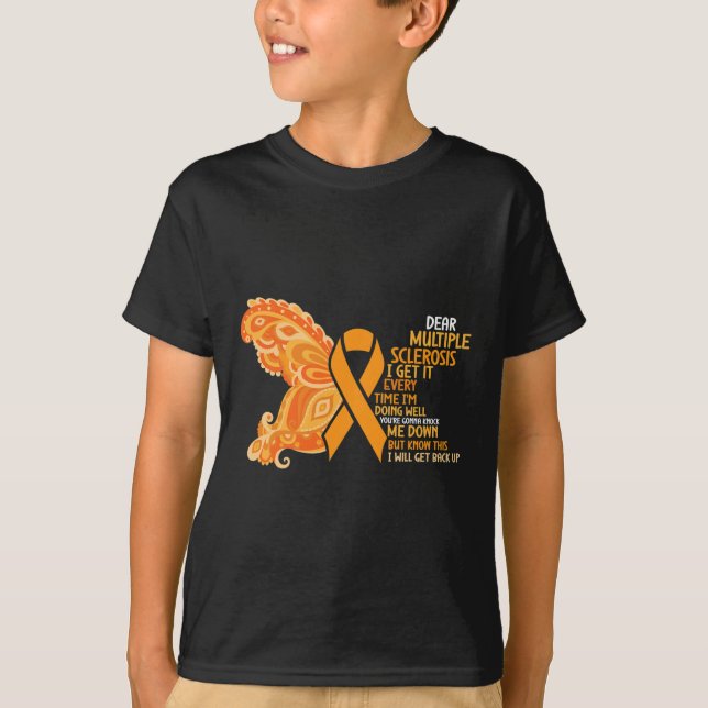Warrior jag gör bra Många Sclerosis Awarenes T Shirt (Framsida)