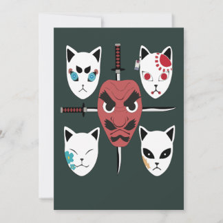 Warrior Katana Samurai Masks Inbjudningar