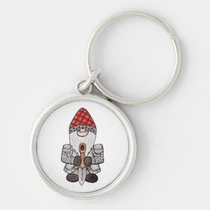 Warrior Knight Gnome Rund Silverfärgad Nyckelring