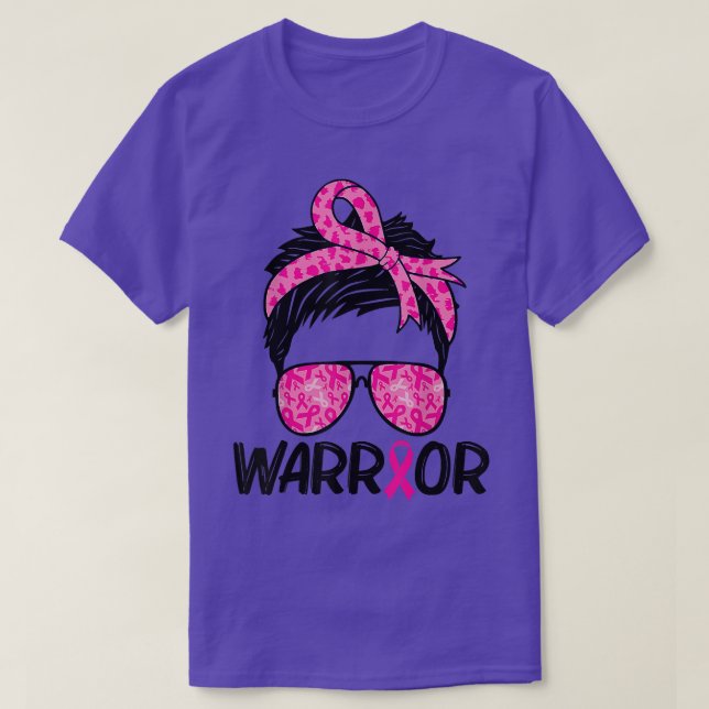 Warrior Kort Hair Sunglasses Rosa Ribbon Breast C T Shirt (Design framsida)