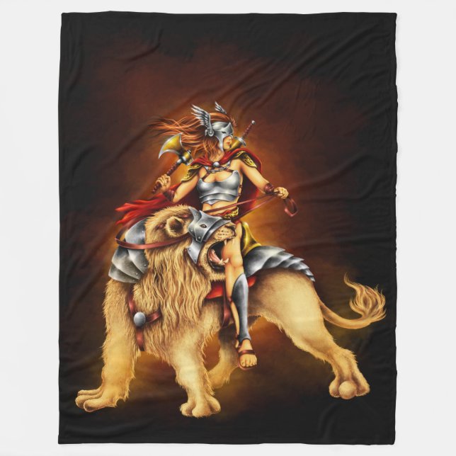Warrior Lejon Rider Fantasy Fleece Blanket (Framsidan)