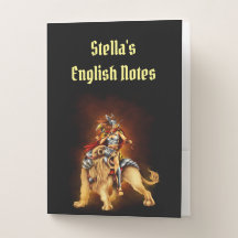 Warrior Lejon Rider Fantasy Pocket Folder