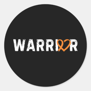 Warrior Leukemi Cancer Fighter Heart Orange Ribbo Runt Klistermärke