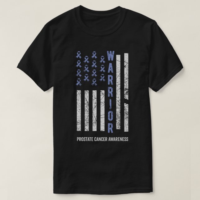 Warrior Light Blue Ribbon Prostate Cancer Awarenes T Shirt (Design framsida)