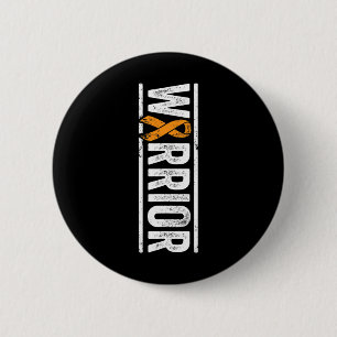 Warrior - Lodrät Orange Cancer Awareness Ribbon Knapp