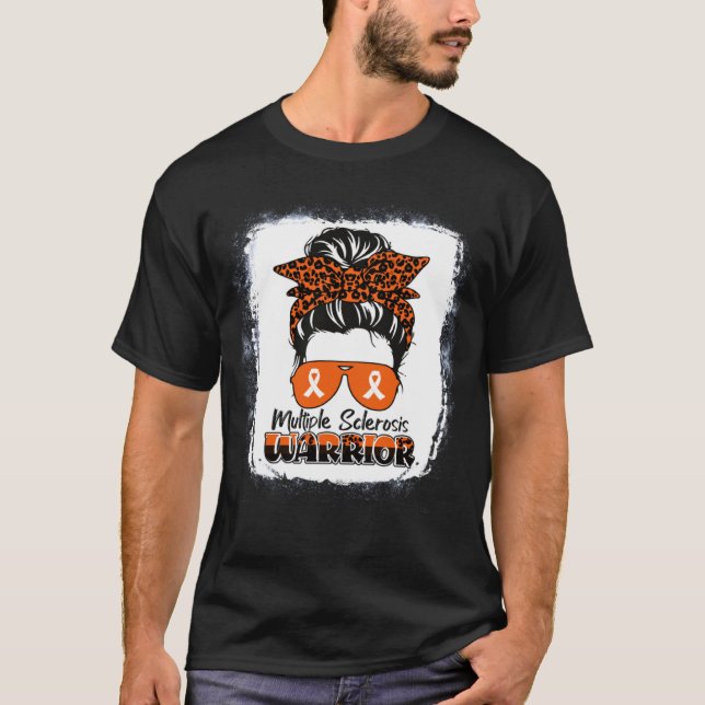 Warrior Många Sclerosis Awareness Messy Bun T Shirt (Framsida)