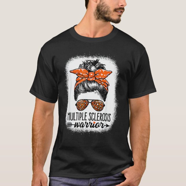 Warrior Många Sclerosis Awareness Messy Bun T Shirt (Framsida)
