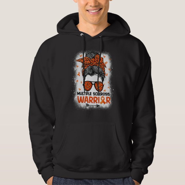 Warrior Messy Bun Leopard Många Sclerosis A. Hoodie (Framsida)
