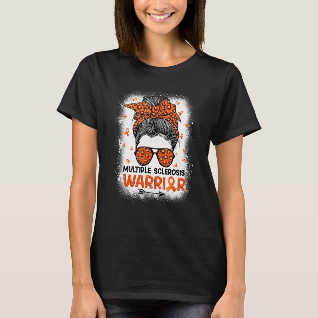 Warrior Messy Bun Leopard Många Sclerosis A. T Shirt (Framsida)