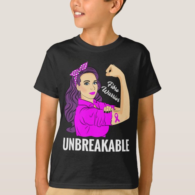 Warrior Obrytable Fibromyalgia Awareness Tee (Framsida)