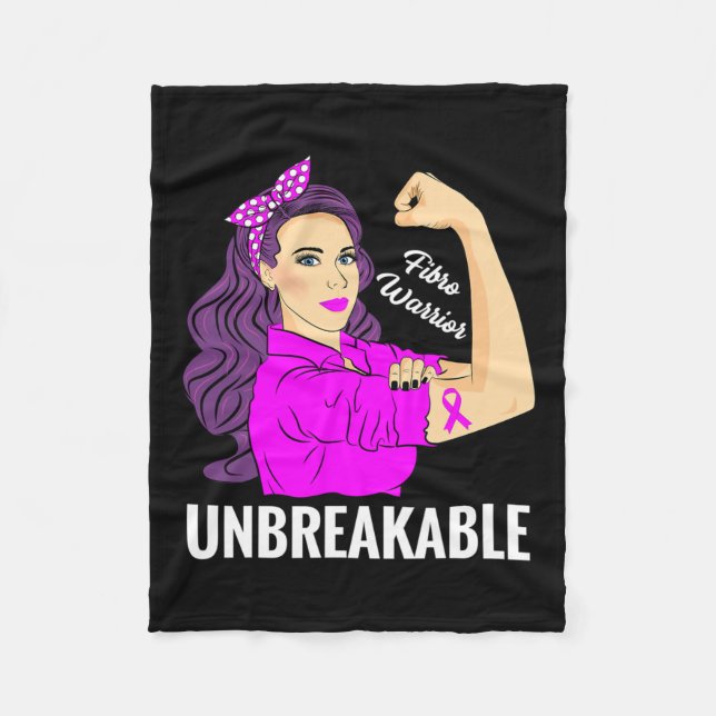 Warrior Obrytable Fibromyalgia Awareness Tee Fleecefilt (Framsidan)