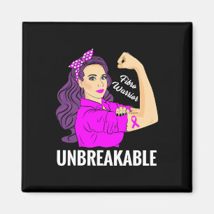 Warrior Obrytable Fibromyalgia Awareness Tee Magnet