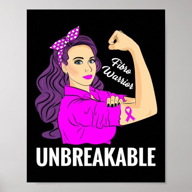 Warrior Obrytable Fibromyalgia Awareness Tee Poster (Framsidan)