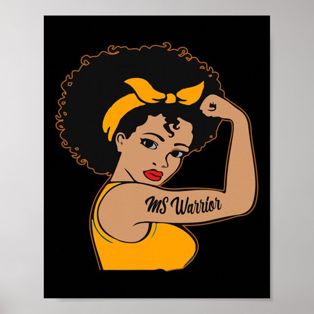 Warrior Obrytable Många Sclerosis Afro Black Poster (Framsidan)