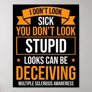 Warrior Orange Ribbon Många Sclerosis Awareness Poster