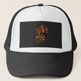 Warrior Pappa Lejon Amerikansk Flagga Gitarr T-Shi Keps