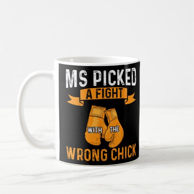 Warrior Picked A Fight Många Sclerosis Medveten Kaffemugg (Vänster)
